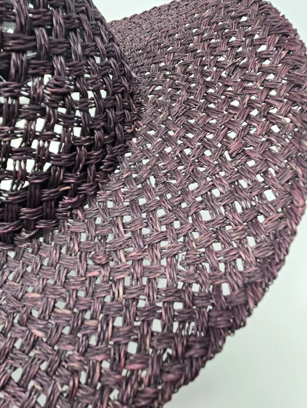 LACK OF COLOR PLUM PURPLE STRAW WOVEN BOATER HAT LARGE BRIM WOMEN MEDIUM RESORT
